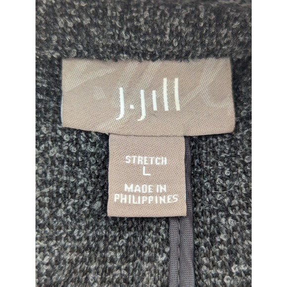 J. JILL! MICRO NUBBY FINISH BLACK, WHITE WOOL BLEND STRETCH JACKET! SZ L - Picture 5 of 8